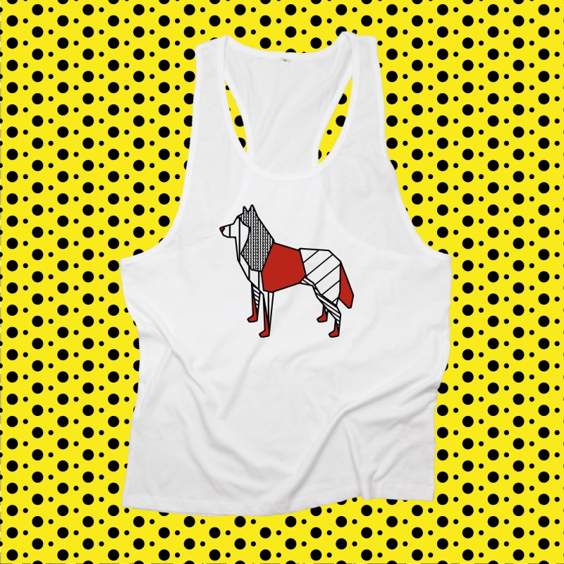 T-shirt ORIGAMI POP SIBERIAN HUSKY cane