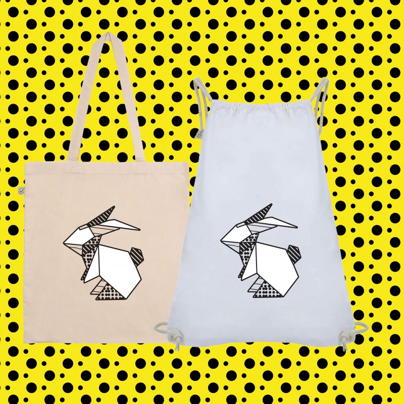 SHOPPER BAG BORSA SACCA ORIGAMI BUNNY...