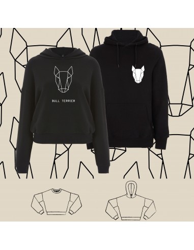 SWEATSHIRT ORIGAMI DOG BULL TERRIER FACE