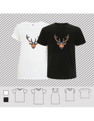 T-shirt ORIGAMI POP DEER FACE volto...