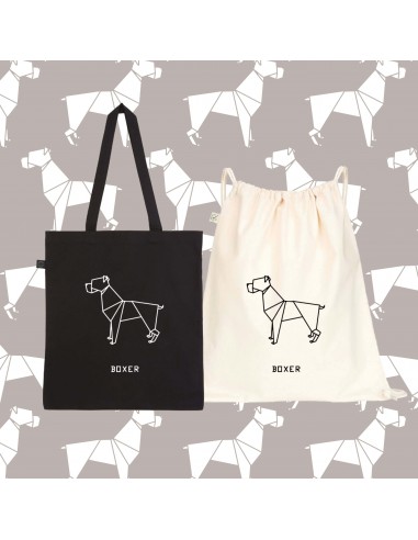 SHOPPER BAG and SACK ORIGAMI BOXER dog