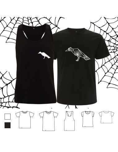 T-shirt ORIGAMI BLACK CROW HALLOWEEN...