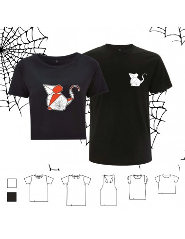 T-shirt ORIGAMI BLACK MOUSE HALLOWEEN...
