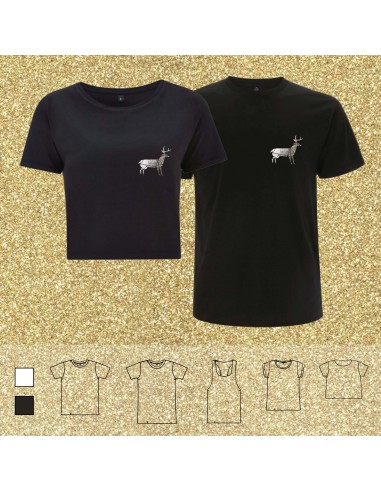 T-shirt ORIGAMI CERVO RENNA GLITTER